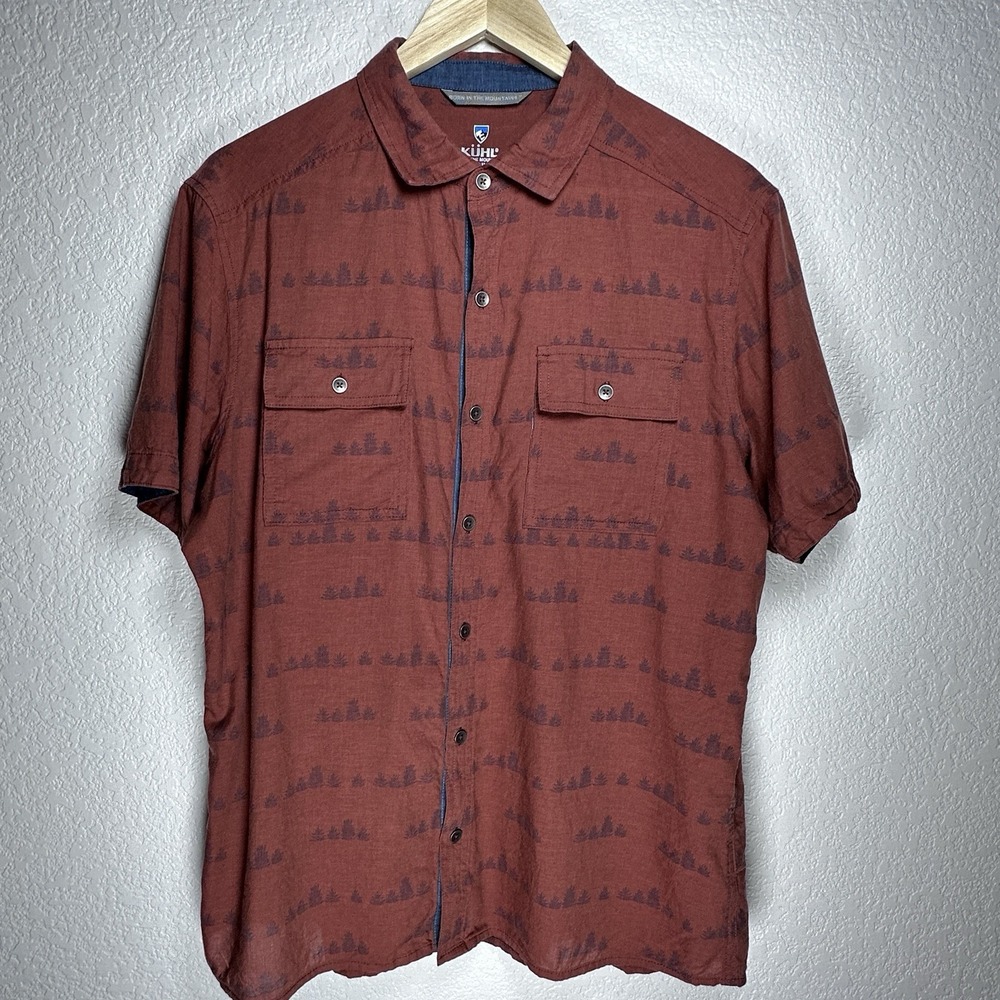KUHL Thrive Rust Tree 7462 Button Short Sleeve Shirt Hiking Lightweight‎ Medium - Picture 2 of 13